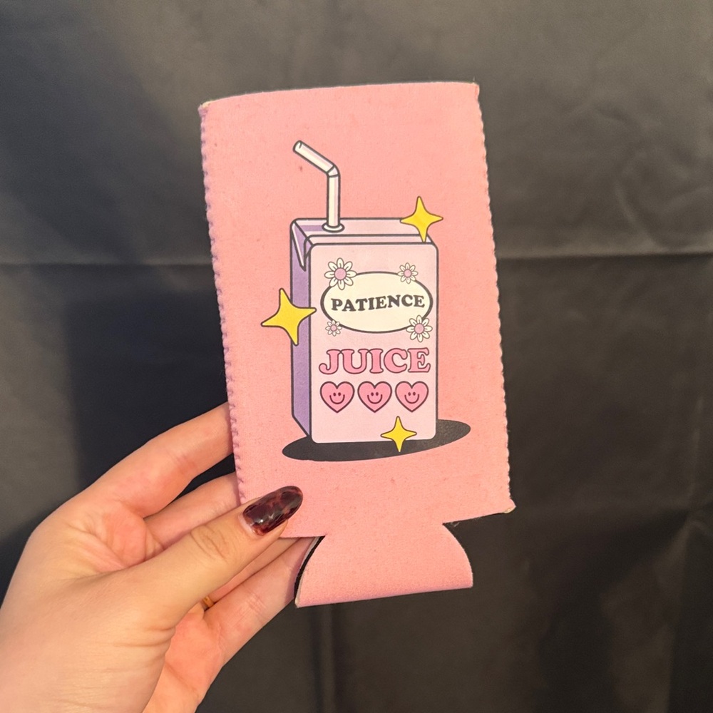 Pink 'Patience Juice' Can Cooler